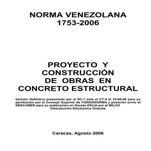 (( Covenin 1753-2006 )) -  ((proyecto y construccion de obras en concreto est...