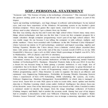 SOP Or Personal Statement For University Of Hertfordshire
