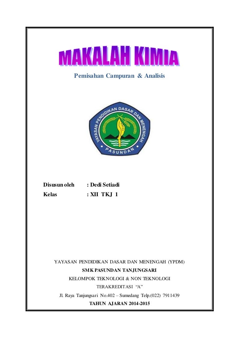 Cover (KIMIA : PEMISAHAN CAMPURAN)