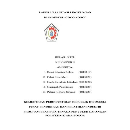 Cover LAPORAN SANITASI LINGKUNGAN DI INDUSTRI “COCO NONO”