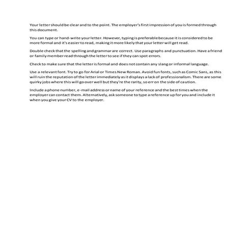 Covering letter job application