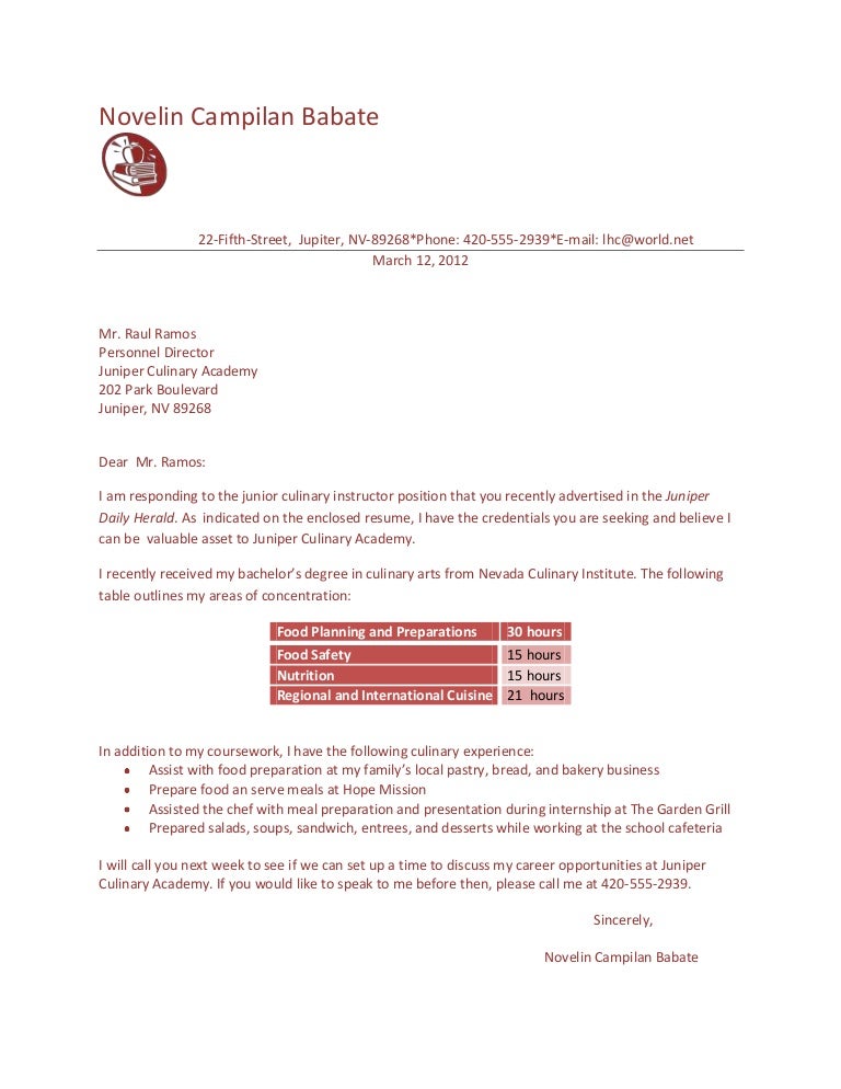 culinary cover letters chef culinary cover letter