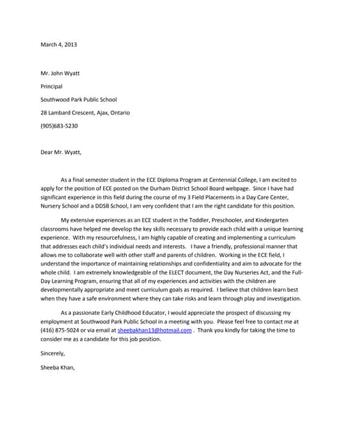 ece cover letter