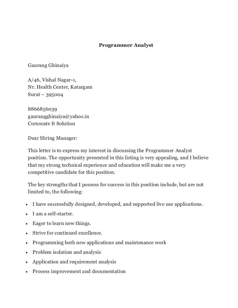 applications programmer resume