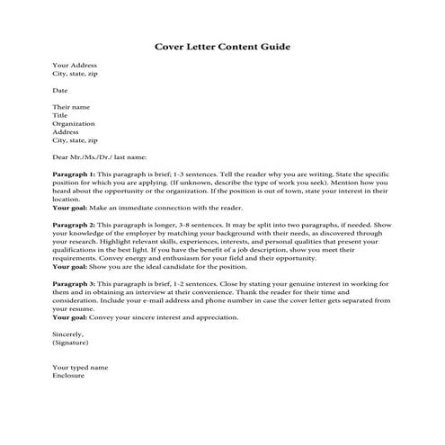 Cover letter   content