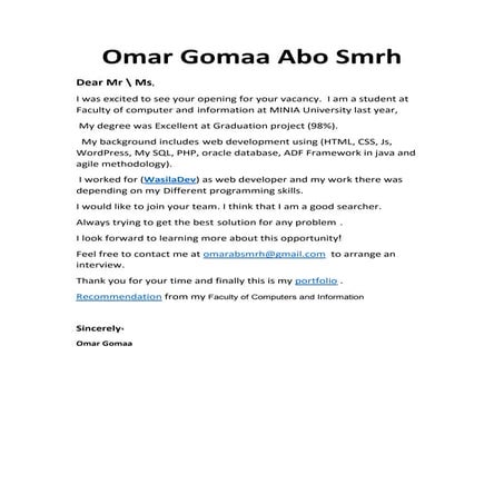my Cover letter omarabosmrh