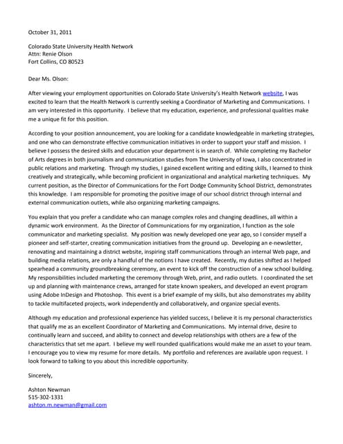 marketing officer cover letter