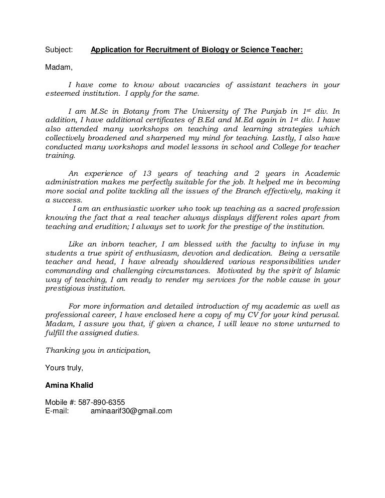 cover letter for assistant teacher
