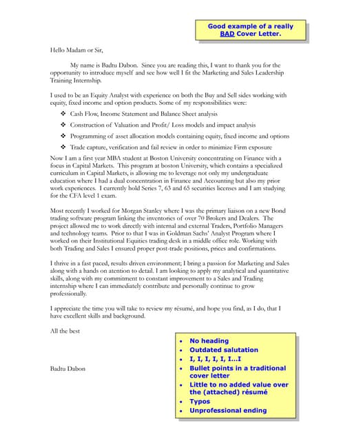 bad cover letters