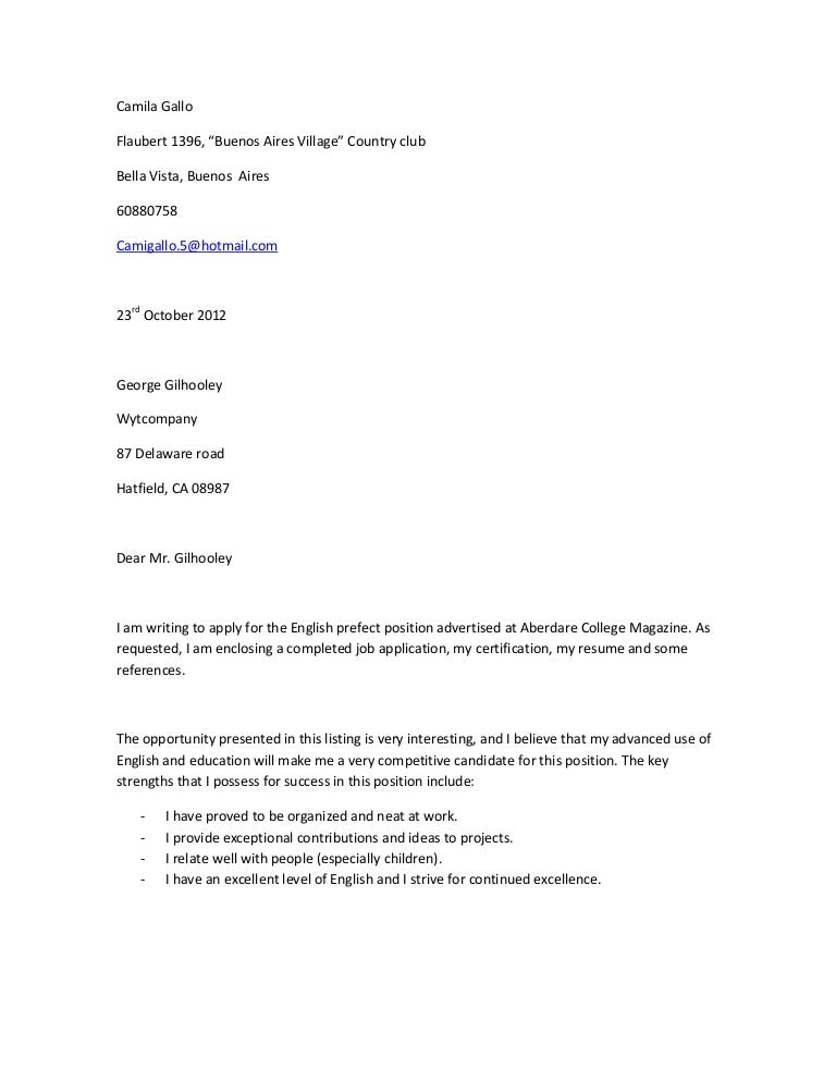 Cover letter