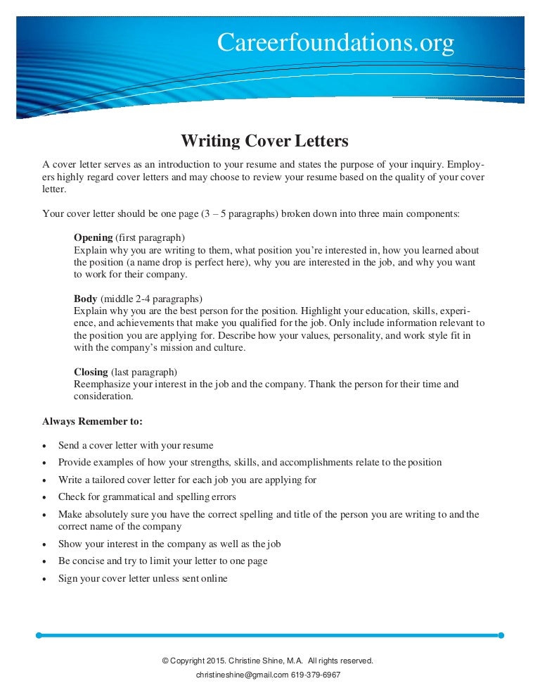 tips on writing a good cover letter