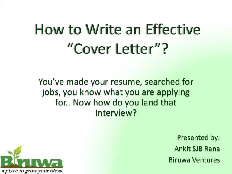 an effective cover letters