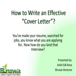 Cover Letter Presentation