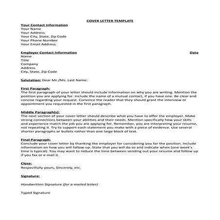 Cover letter template