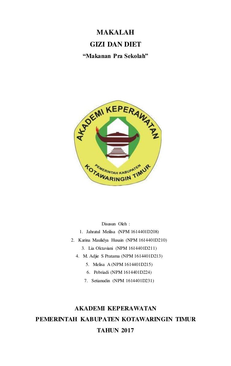 Cover Makalah Makanan Pra Sekolah Gizi Dan Diet