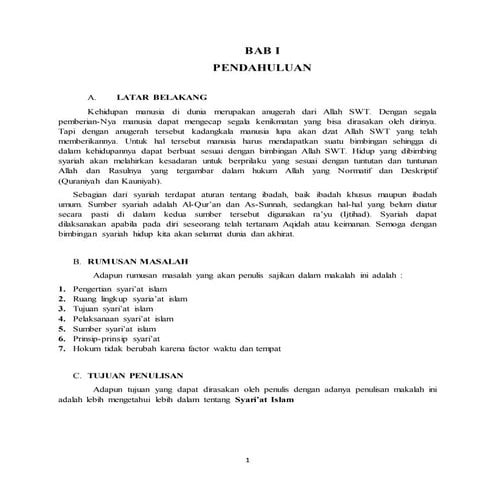 makalah Pendidikan Agama Islam - syari'at Islam