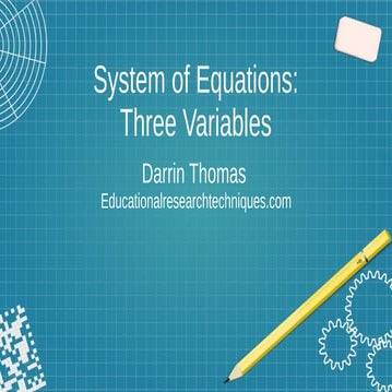 System of Equation: Three Variables Elimination
