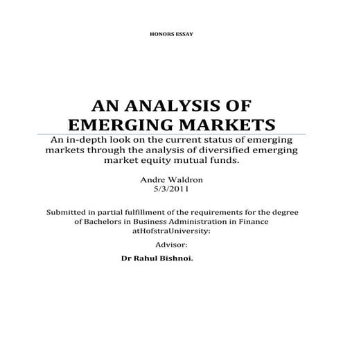 An Analysis of Emerging Markets&quot;. = Honors Thesis