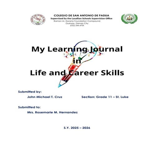My Learning Journal in Life and Career Skills for Grade 11 Students | DOCX