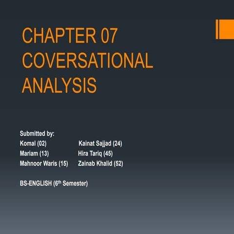 Coversational Analysis in Education .....