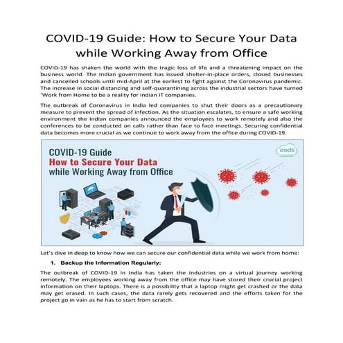 Covid 19 guide how to secure your data while working away from office