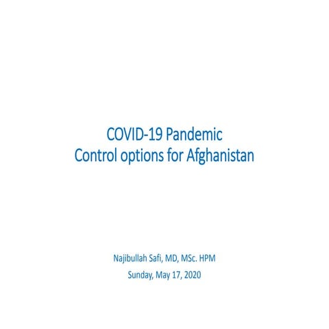 Covid 19 pandemic control options in Afghanistan