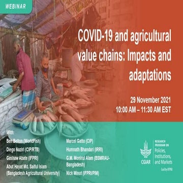 COVID-19 and agricultural value chains: Impacts and adaptations