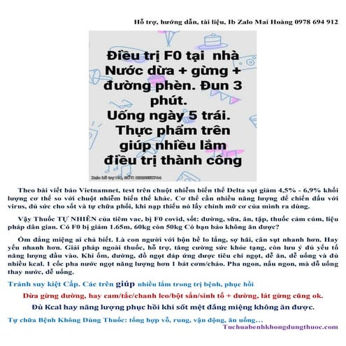 Hướng Dẫn F0 tự cách ly, tự chữa Covid cho Sốt, Ho, Khó thở, dinh dưỡng Ds Van