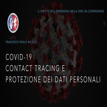 Online webinar - Covid-19, contact tracing e protezione dei dati personali