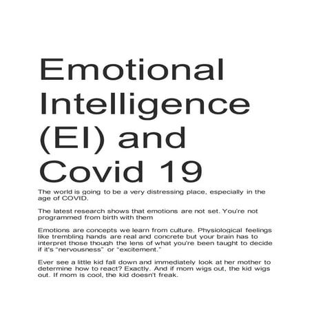 Covid 19 and Emotional Intelligence(EI) | DOCX