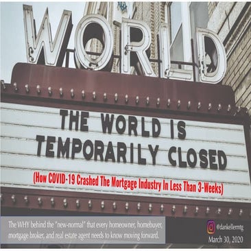 How The Coronavirus Took Down the Mortgage Industry In Less Than 3-Weeks