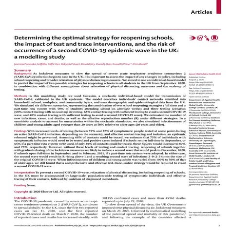 Determining the optimal strategy for reopening schools, the impact of test an...