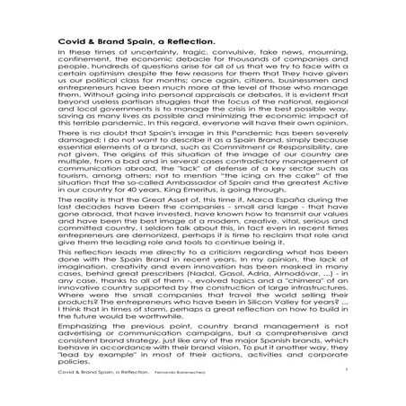 Covid & Brand Spain, a Reflection