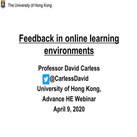 Feedback in online learning environments