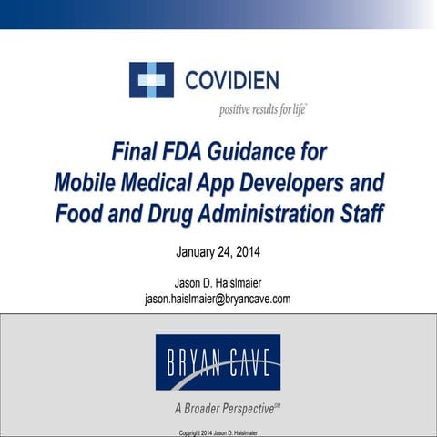 Covidien - FDA Guidance on Mobile Medical Apps 140124