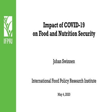 Impact of COVID 19 on Food and Nutrition Security