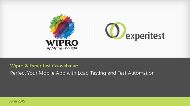 Experitest & Wipro Co-Webinar 