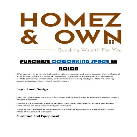 coworking space in noida/Homez&Own