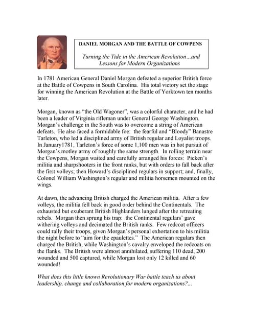 Battle of Cowpens - Change and Leadership