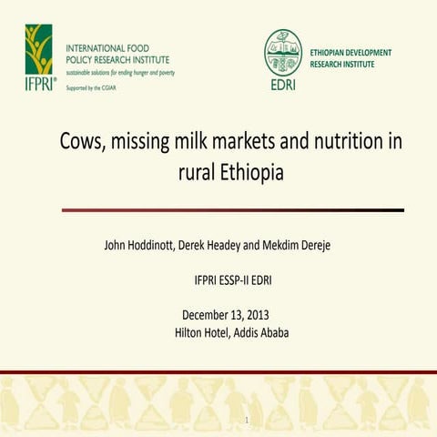 Cows, missing milk markets and nutrition in rural Ethiopia