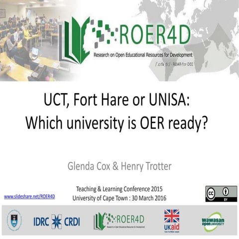 UCT, Fort Hare or UNISA: Which university is OER ready?