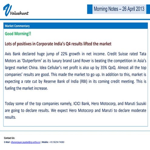 CP-Artha morning notes-26 april 2013