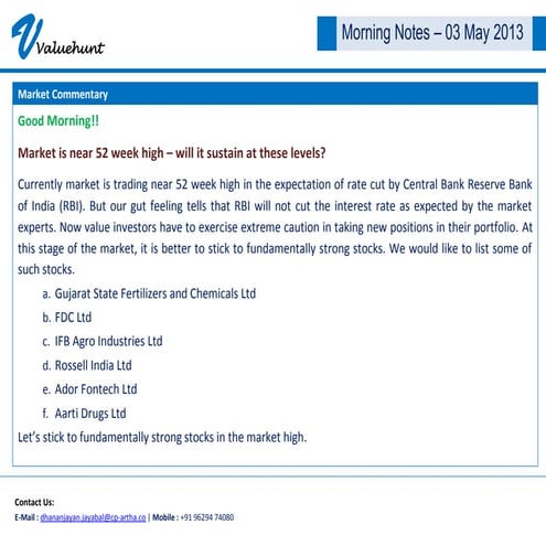 CP-Artha morning notes-3 may 2013