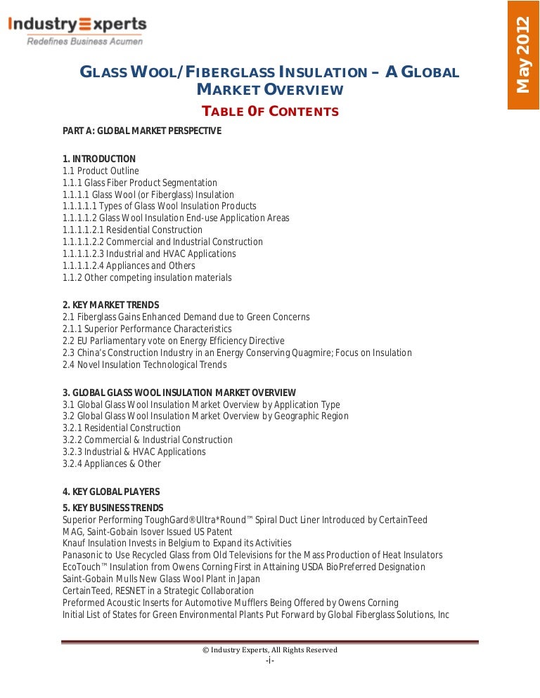 Glass Wool/Fiberglass Insulation A Global Market Overview
