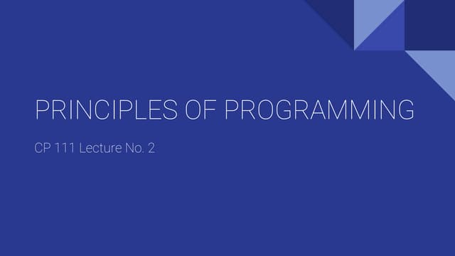 Computer programing 111 lecture 2 | PPT