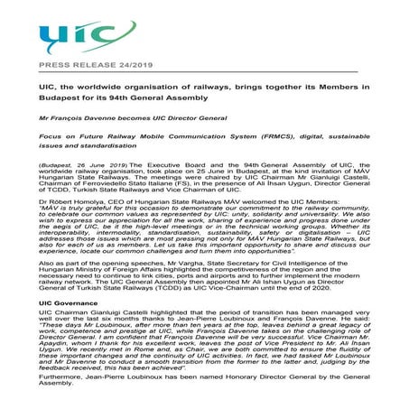 Press Release General Assembly Budapest