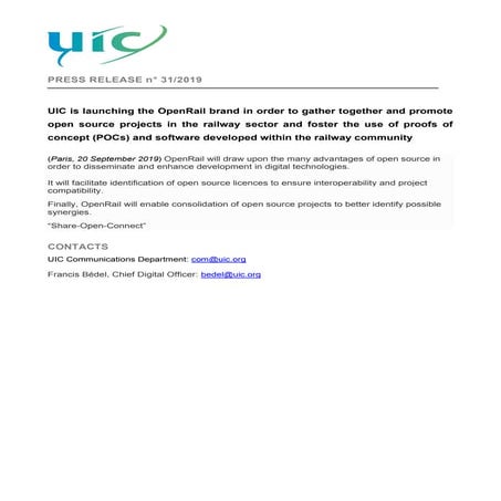 UIC is launching the OpenRail brand