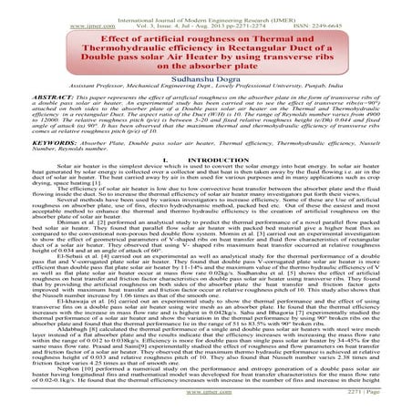 Effect of artificial roughness on heat transfer and friction factor ...