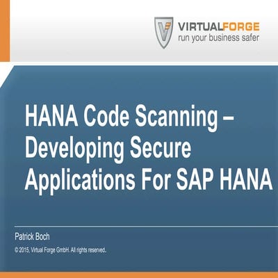 Develop Stable, High-Performance Applications for SAP HANA