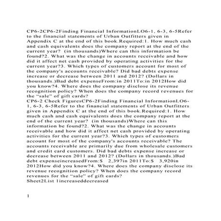 CP6-2CP6-2Finding Financial InformationLO6-1, 6-3, 6-5Refer to the.docx